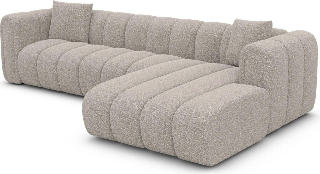 Bouclé L-Form Sofa Amoria Sand Rechts