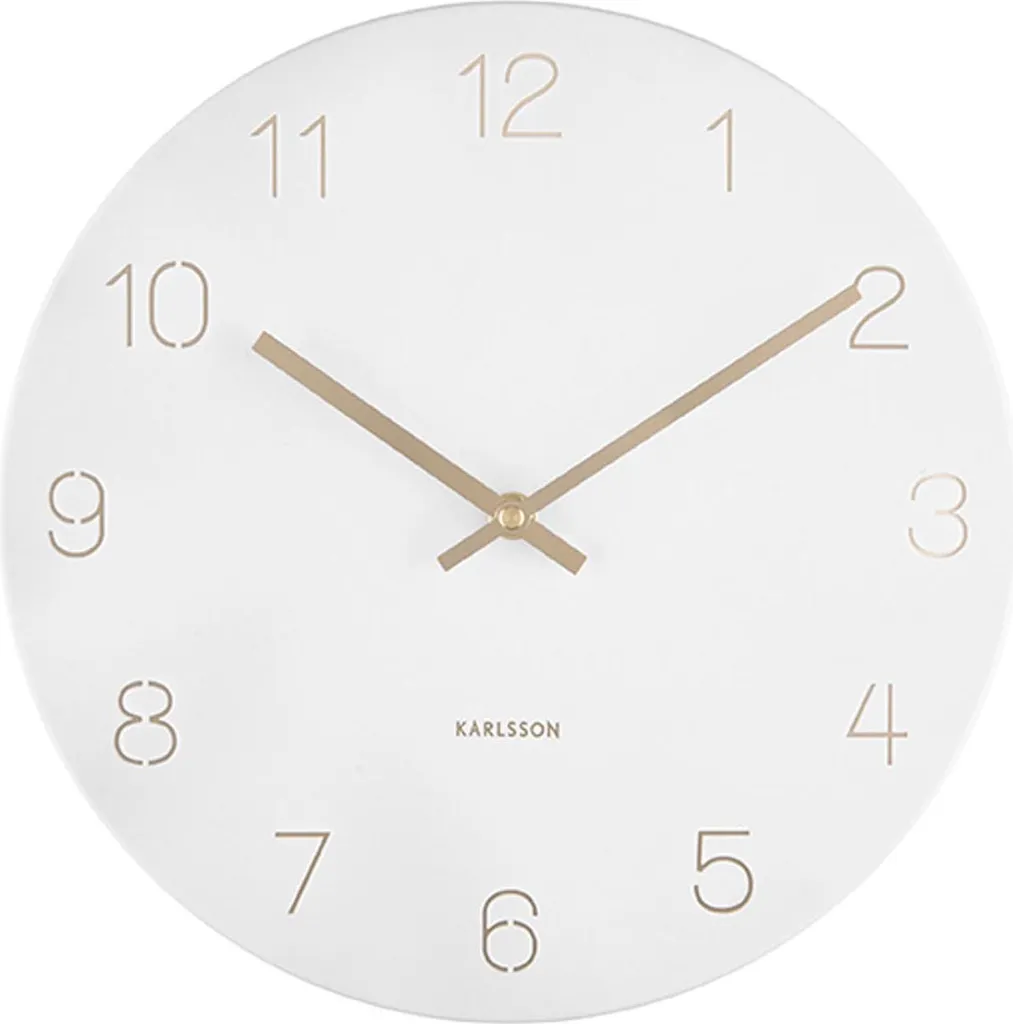 Horloge Blanche Karlsson Charm à Chiffres Gravés Style Minimaliste Pur