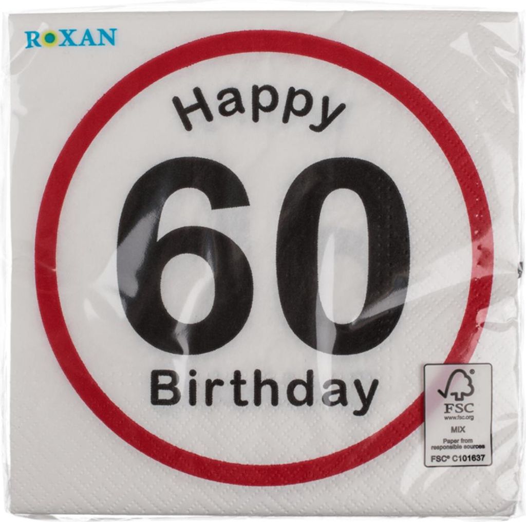 Papier Servietten, Happy Birthday - 60