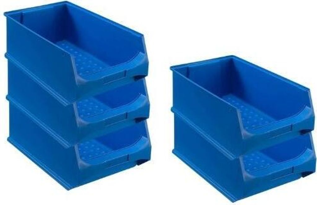SparSet 5x Blaue Sichtlagerbox 5.0 | HxBxT 20x30x50cm | 21,8 Liter | Sichtlagerbehälter, Sichtlagerkasten, Sichtlagerkastensortiment, Sortierbehä...