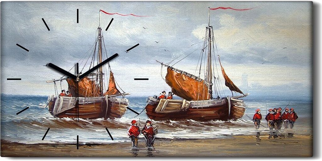 Wandbild Leinwand Bilder Wanduhr 60x30 Gemälde Ozean Meer Produktbild 