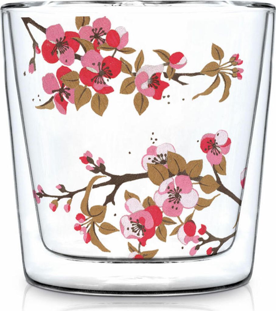 PPD Fiori Rossi Trendglas Doppelwandig, Teeglas, Thermoglas, Tee Glas, Borosilikatglas, 300 ml, 170202532