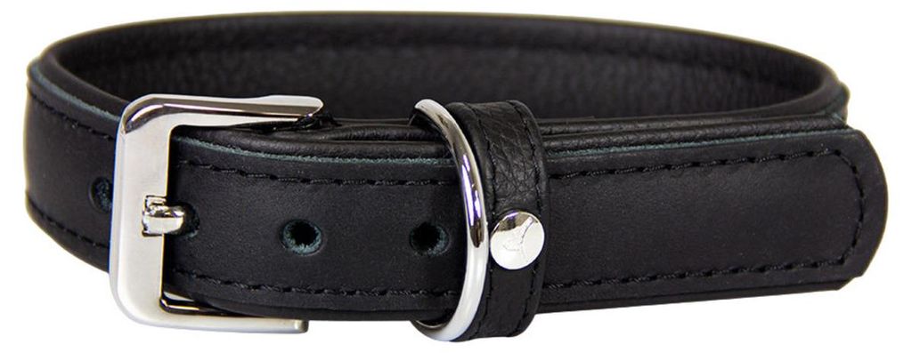 Das Lederband Hundehalsband Vancouver Black/Black, Länge: 40 cm / Breite: 25 mm