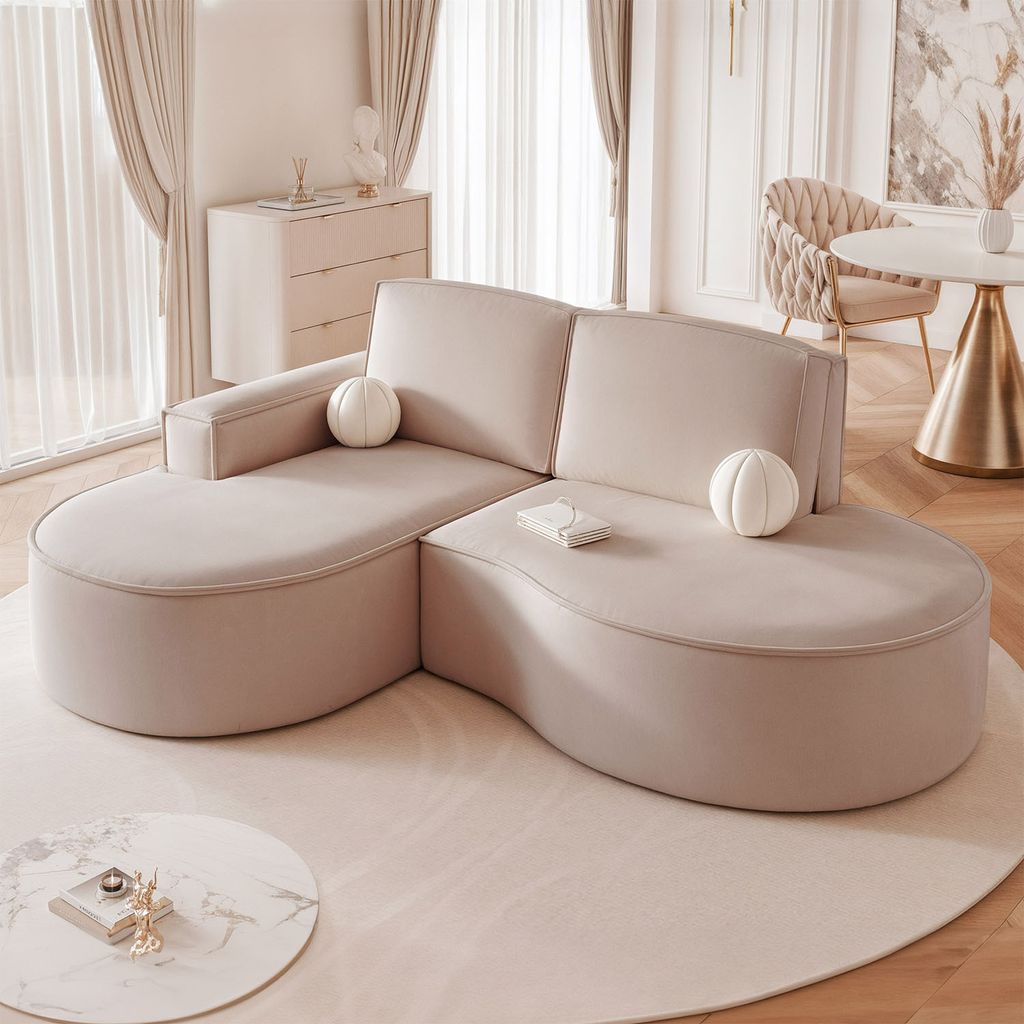 IDOHOME-Polsterecksofa SOFIA L 210 cm Beige Linksseitige freistehende Polsterecke Wohnlandschaft Gepolstertes modernes Eckcouch Sofa Riviera 16