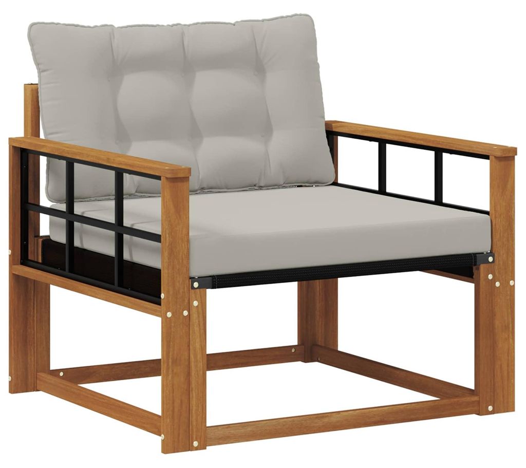 Outdoor-Sofagarnitur Massives Akazienholz und Textilene Natur