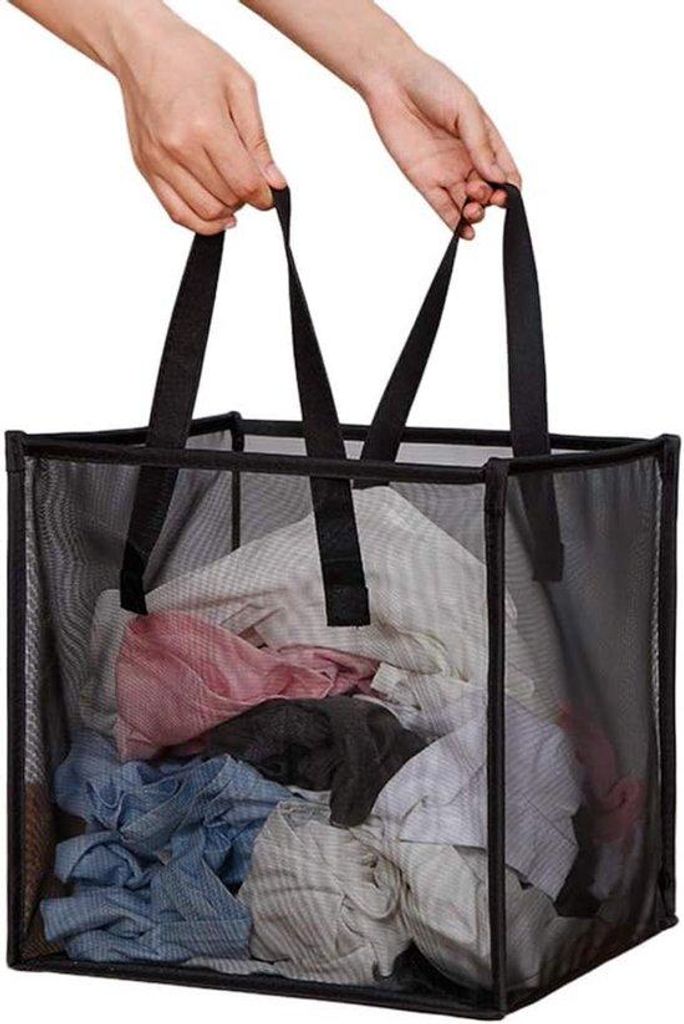 Draagbare Opvouwbare Wasmand - Zwart - Handvatten - Opbergmand - Ideal für Waschmittel - Feiertagsdekoration - Weihnachtsdeko (33x33x33cm)