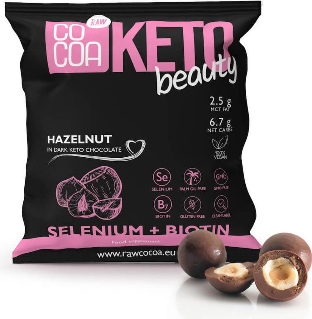 COCOA Keto Beauty Haselnüsse in Schokolade, MCT Öl, Zuckerfrei, Low Carb
