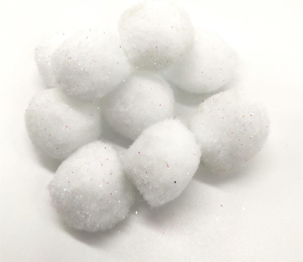 Schneebällchen Weiß Ø4cm 9 Stück - mit Gitzer - Streudeko Schneeball