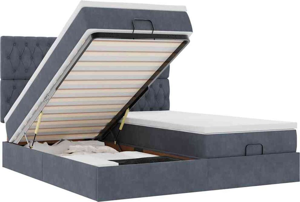 vidaXL Ottoman-Bett mit Matratzen Dunkelgrau 200x200 cm Samt