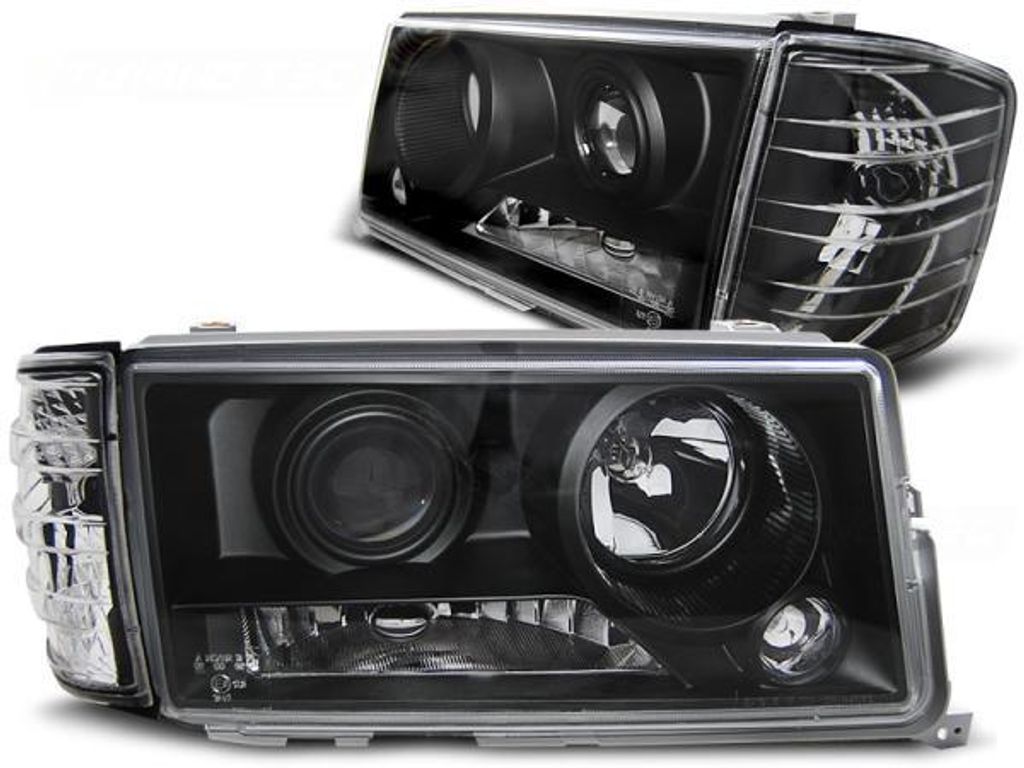 Scheinwerfer Klarglas Projektor passend für Mercedes 190 W201 Bj. 82-93 Schwarz