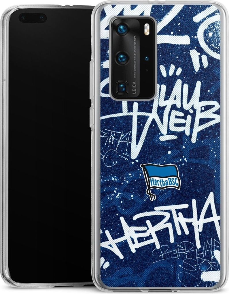 DeinDesign Handyhülle für Huawei P40 Pro Silikon Hülle Case Smartphone Schutzhülle Graffiti Hertha BSC Offizielles Lizenzprodukt