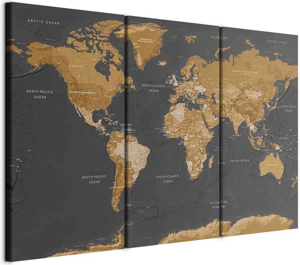 Quadro in tessuto non tessuto - Mappa del mondo: Estetica moderna 120x80 cm Mappe k-A-0104-b-g