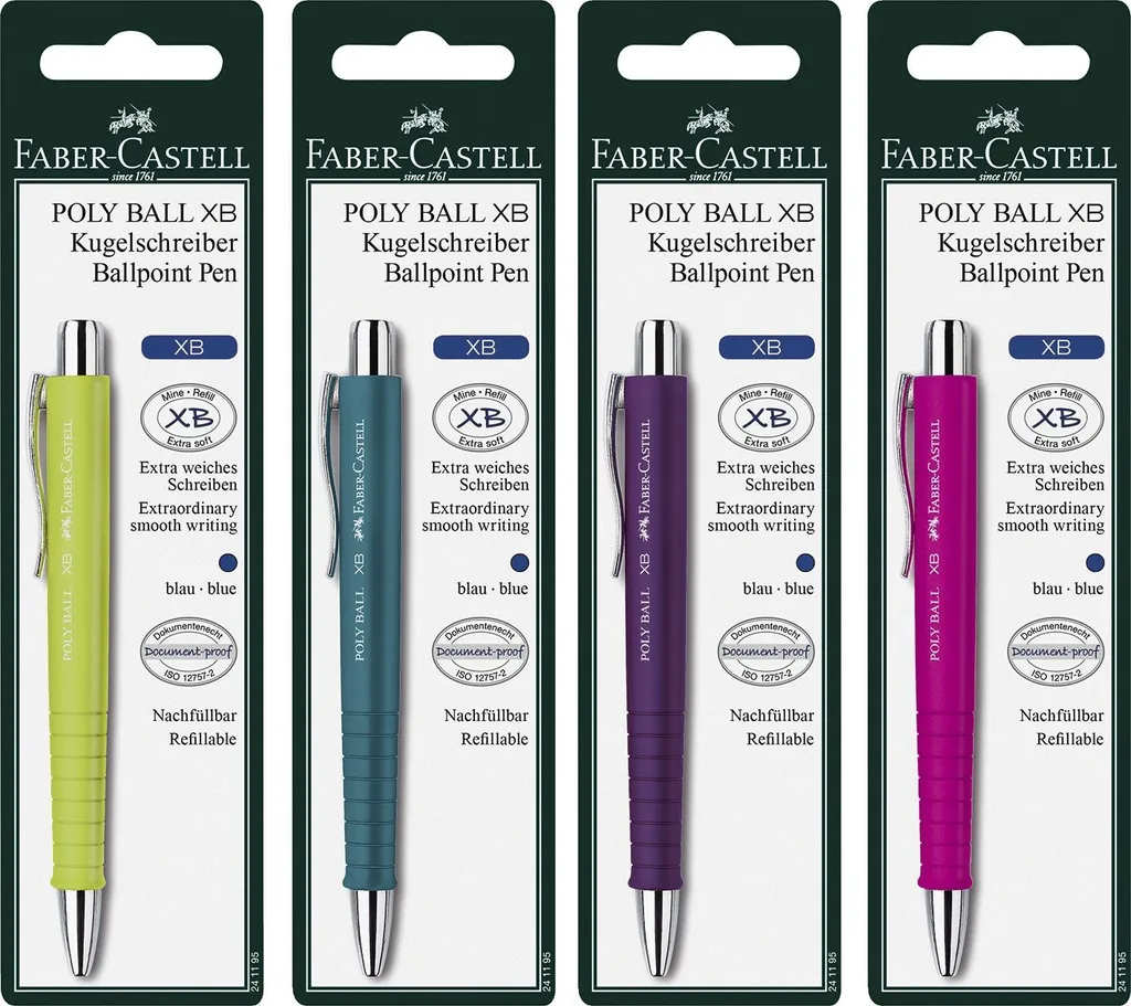 Lot de 5 stylos à bille pour signature et bureau Poly Ball XB Faber-Castell