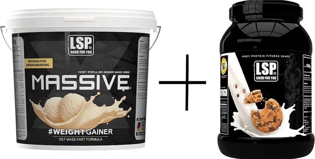 LSP MASSIVE X Weight Gainer+Premium Whey Protein Cookies &Cream, pulver