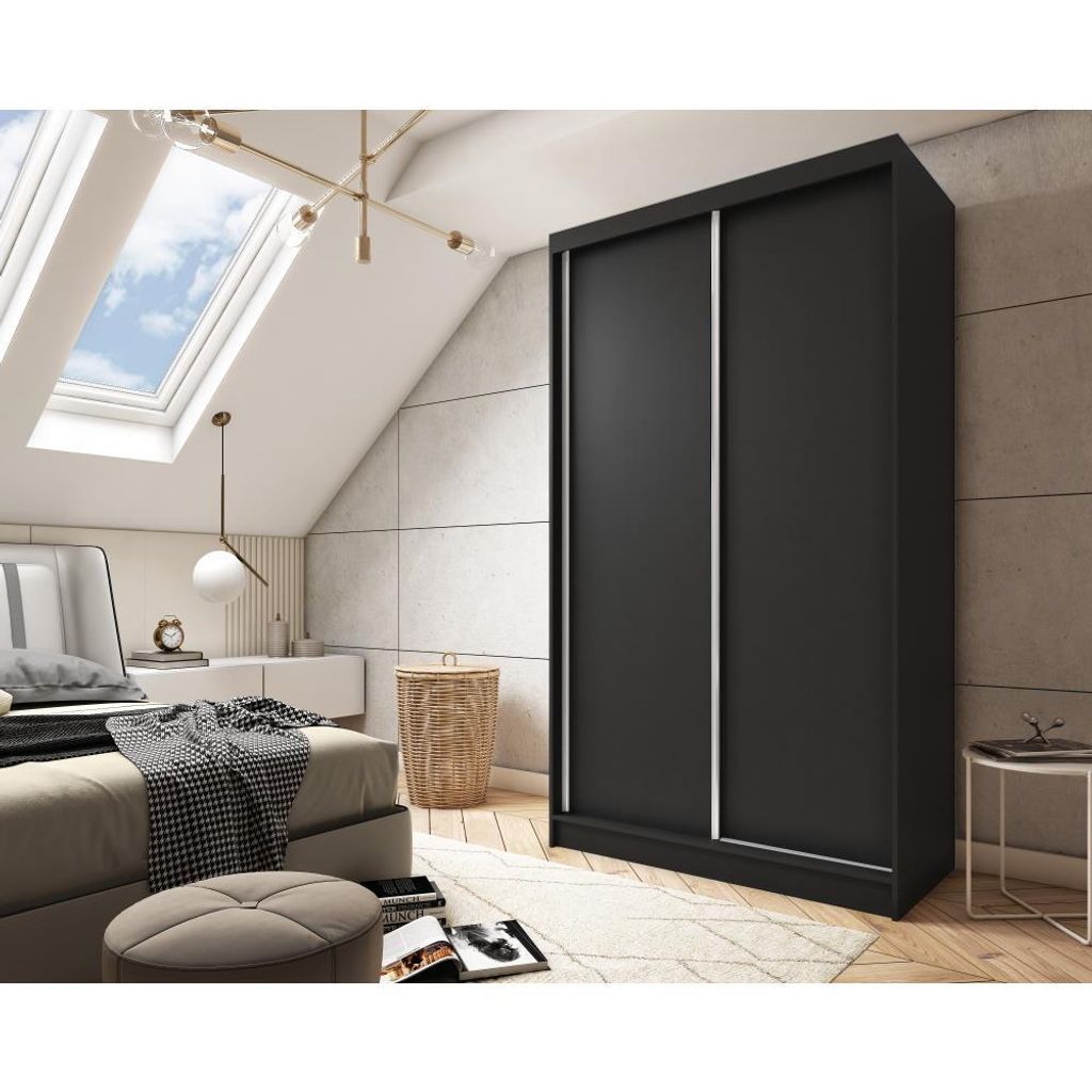 BEAUTYSOFA | Skříň MARIO 120 cm černá – moderní skříň bez Obrázek produktu 