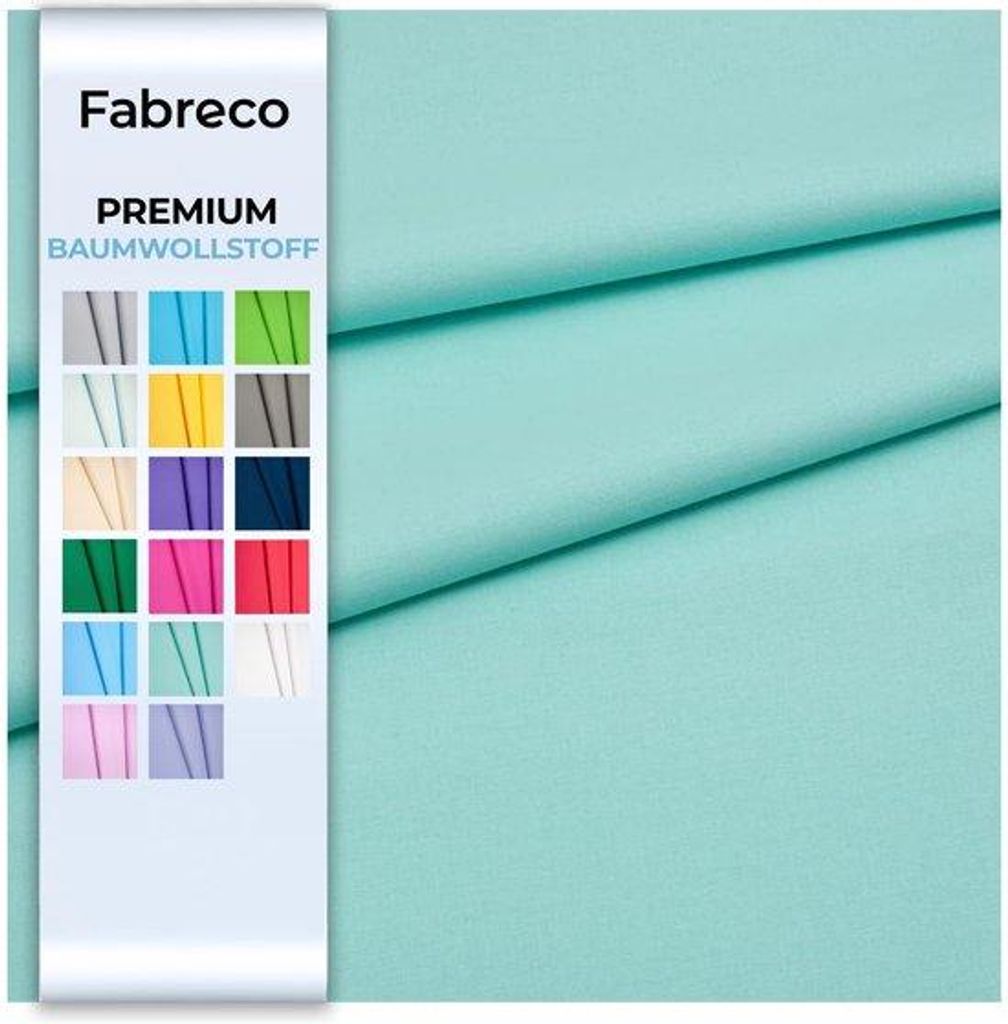 Katoenen Stoffen, 160 cm, 220 g/rm, Effen, Zacht, Duurzaam, Huidvriendelijk, Stoffen für Nähen und Dekorationszwecke, pro Meter, Mintgrün