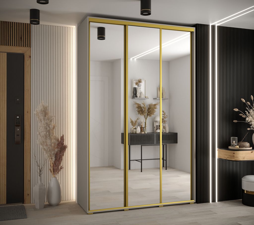 Kleiderschrank INDIRA 2 - 150/60 cm, Kaschmir/Gold