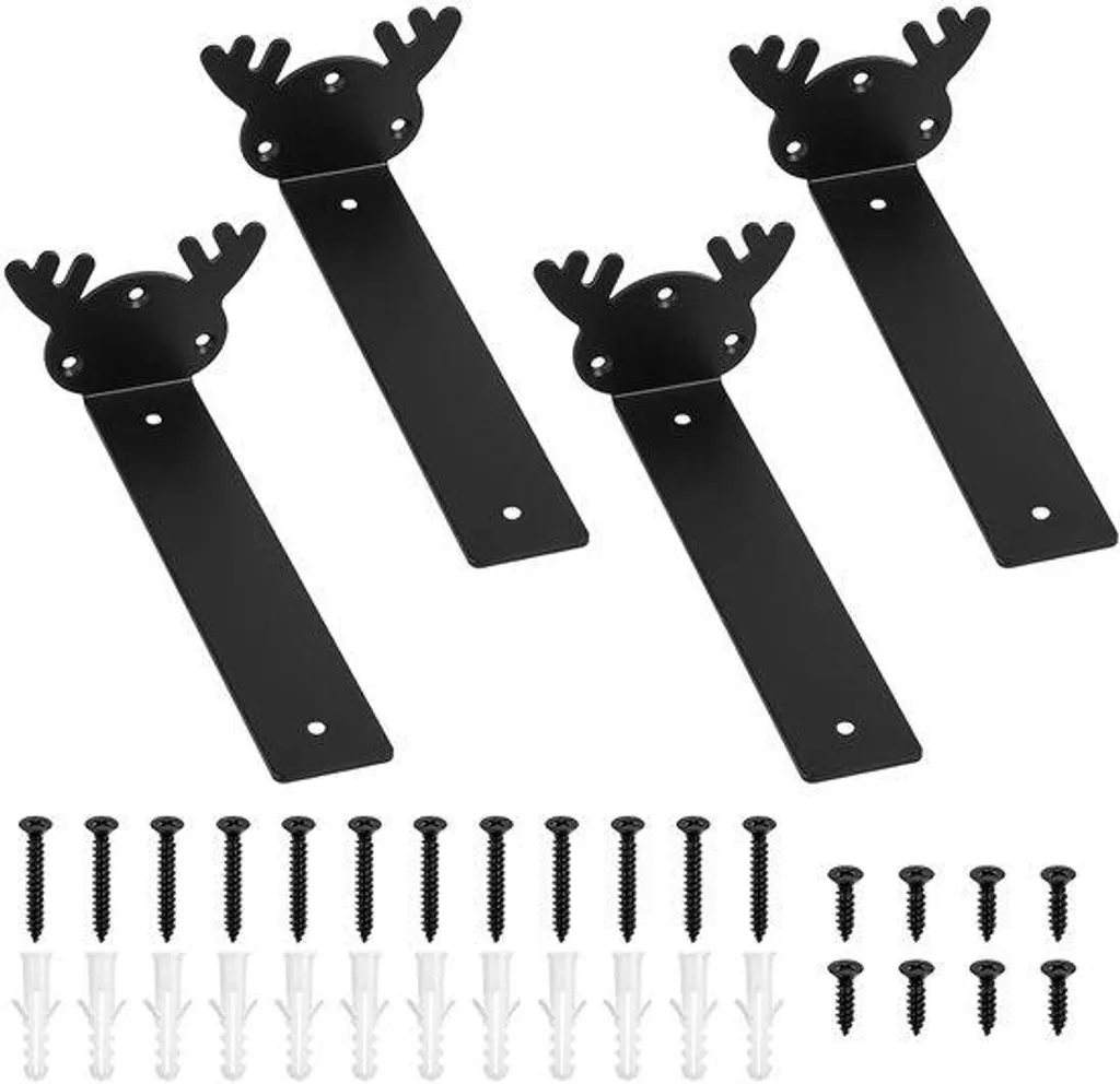 Équerres de Fixation Invisible en L Noir - Support pour Charge Lourde