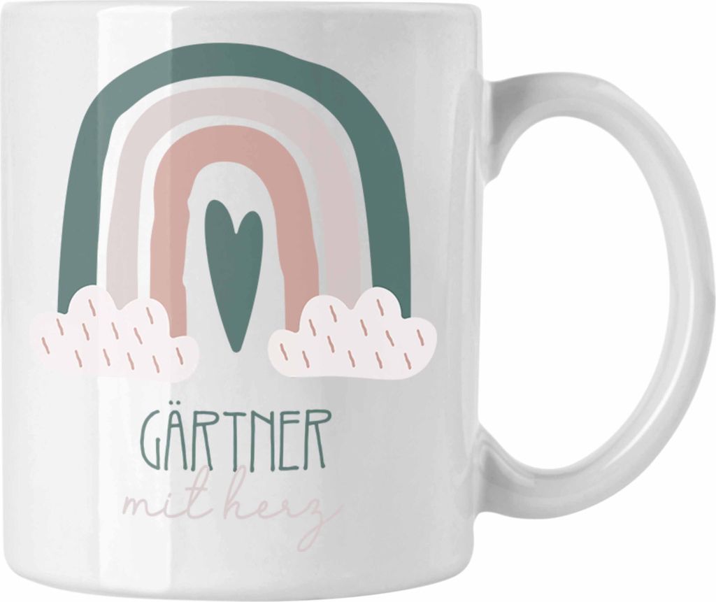 Trendation - Gärtner Tasse Geschenk Danke Kaffeetassse Geschenkidee für Gärtner mit Herz Spruch (Weiß)