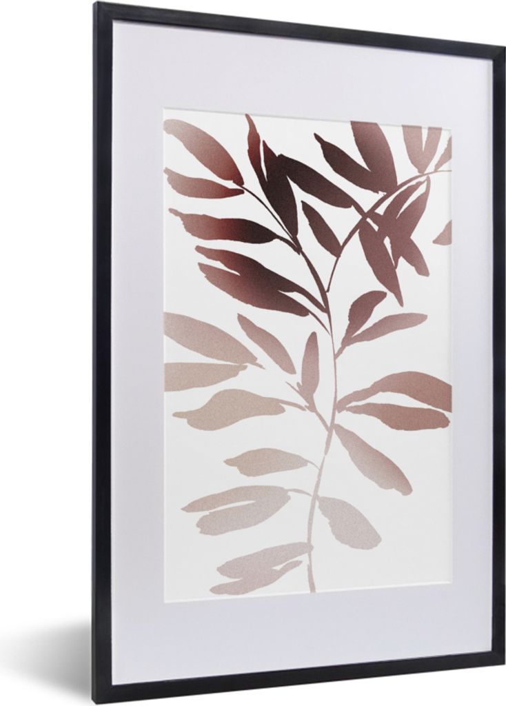 MuchoWow Gerahmtes Poster Blättern - Design - Abstrakt 40x60 cm - Poster mit Schwarzem Bilderrahmen Wandposter Rahmen Foto Bilder - Poster in Ra...