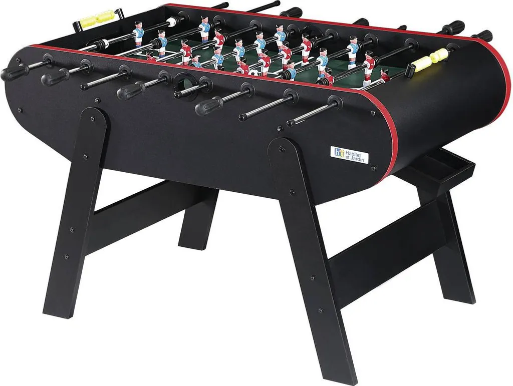 Baby-foot Noir 140 x 74 x 86 cm - Table de Football Robuste et Stable