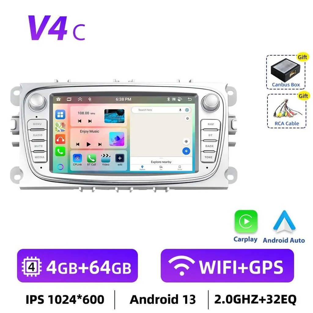 Mise à jour Android 13 Ford Focus 2012 - Autoradio Rapide 4Go 64Go