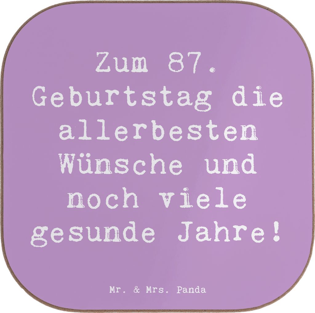 Mr. & Mrs. Panda Untersetzer Glas Spruch 87. Geburtstag - Produktbild 