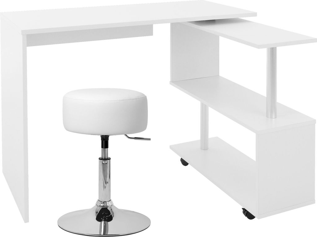 ML-Design Scrivania a L con sgabello, 150x88x75 cm, bianco, Immagine del prodotto 
