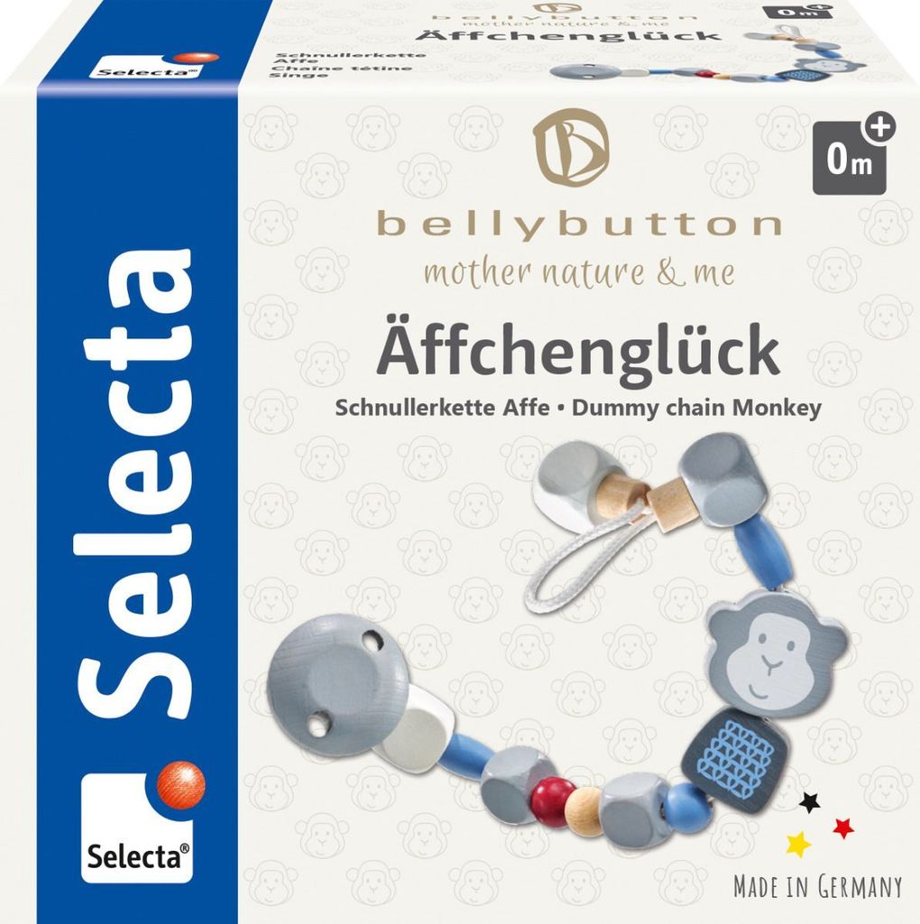 Selecta Äffchenglück, blau, Schnullerkette