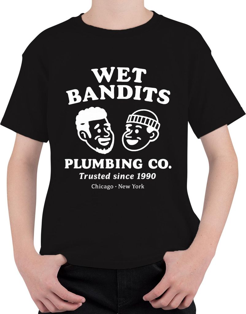 WET BANDITS PLUMBING CO Trusted since 1990 Klempner Harry Marv Uni Kinder T-Shirt, Schwarz, 128