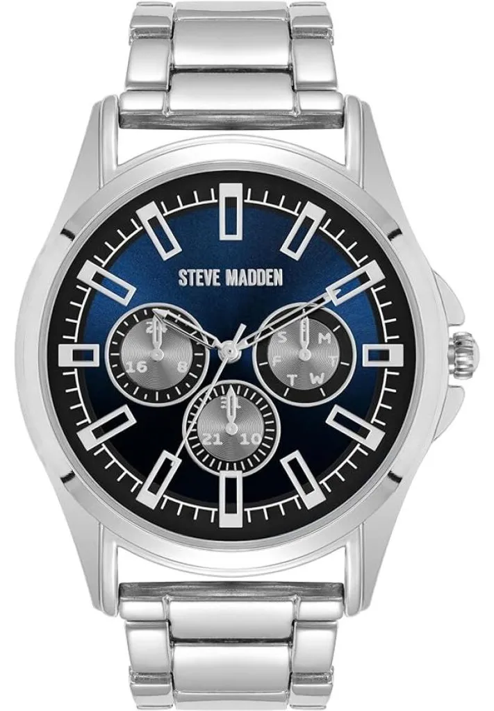 Horloge analogique SM-9128NVSV - Pendule murale précise en métal argenté