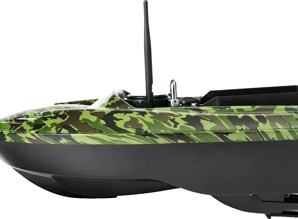 Bateau amorceur de pêche vert avec télécommande et correction de cap