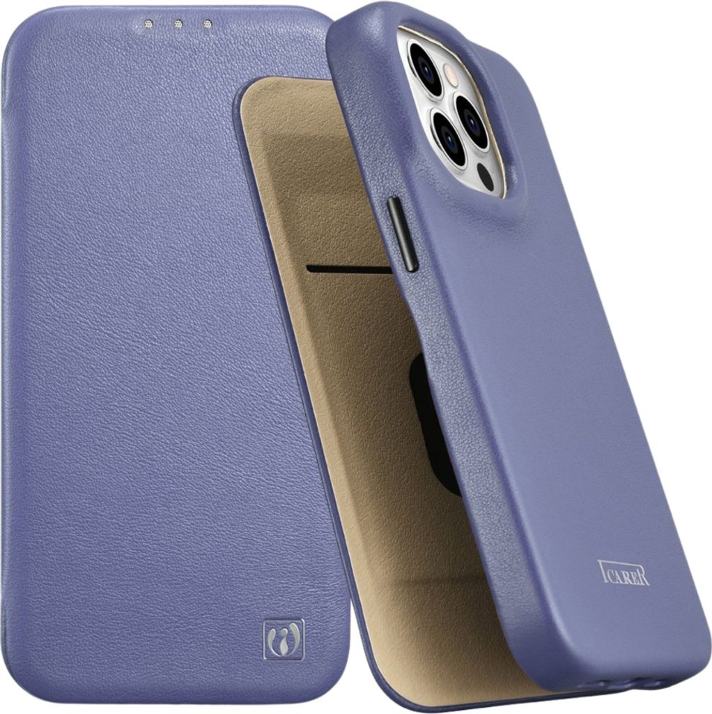 Icarer Case Lederhülle mit Magsafe für Iphone 14 Pro Hell Lila
