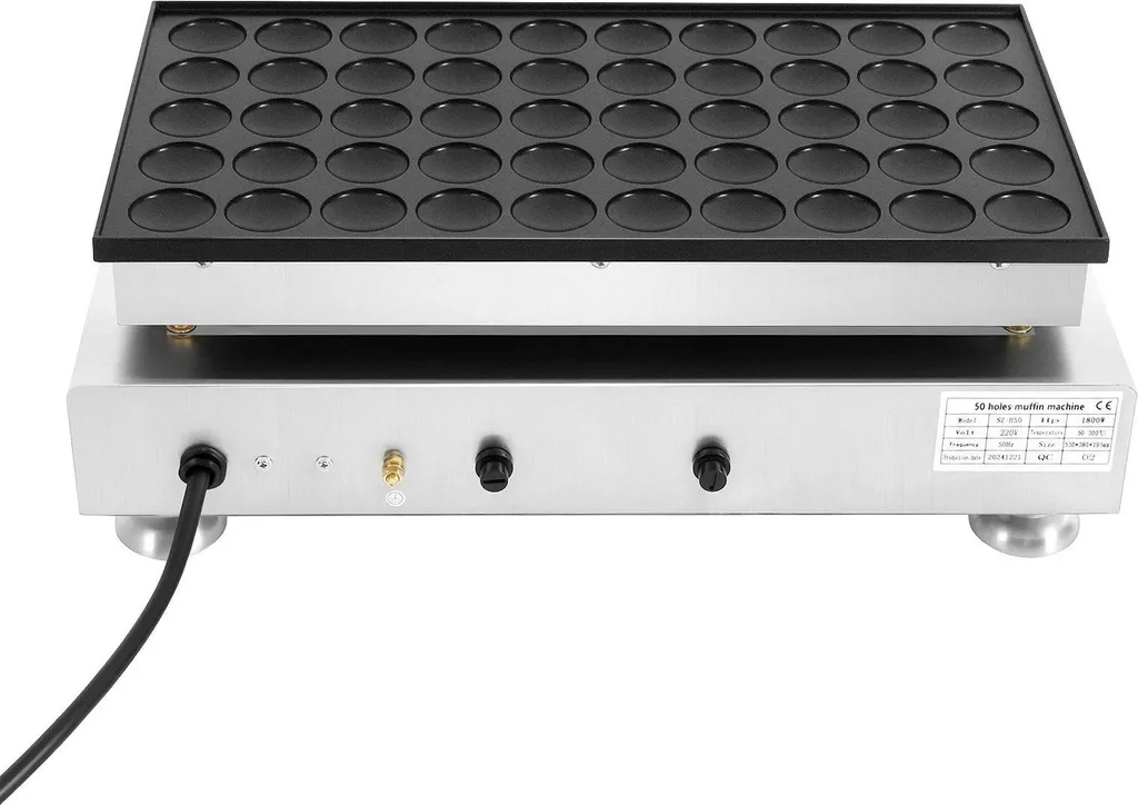 Machine à muffins 50 alvéoles 1800W en acier inox pour usage intensif