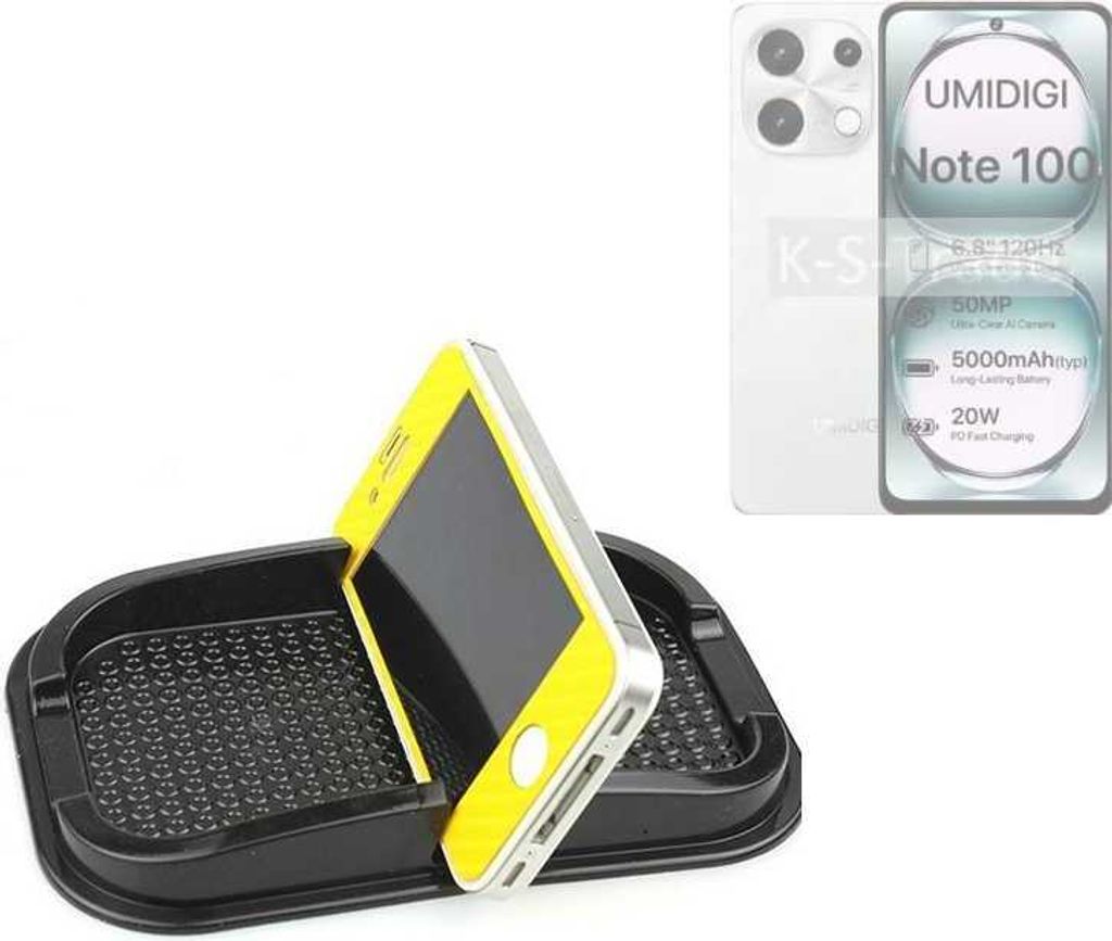 K-S-Trade Auto Anti Rutsch Matte Smartphone-Halter kompatibel mit UMIDIGI Note 100 Haft Pad Armaturenbrett Handy-Halterung Silikon