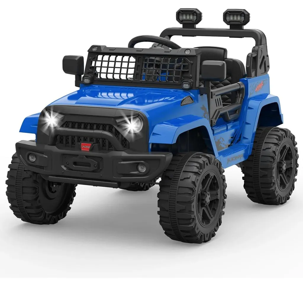 Voiture électrique 4x4 tout-terrain 12V pour ados avec Bluetooth bleu