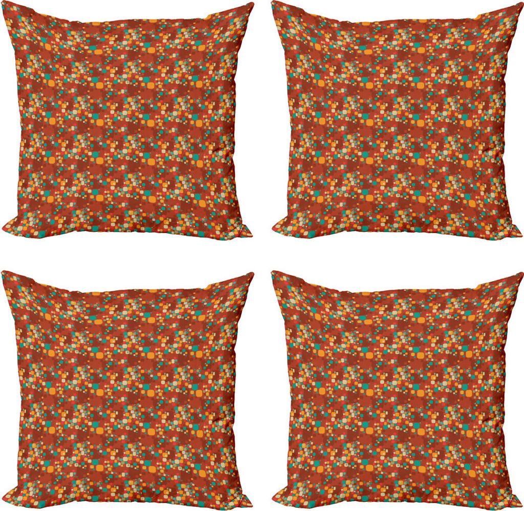 ABAKUHAUS Jahrgang Kissenbezug Set (4 Stück), Buntes abstraktes Motiv, Moderner Doppelseitiger Digitaldruck, 40 cm x 40 cm, Mehrfarbig