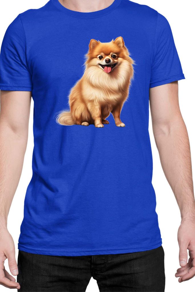 Herren T-Shirt Dogs Breeds Pomeranian Dog Breed 006, Man L / Blau