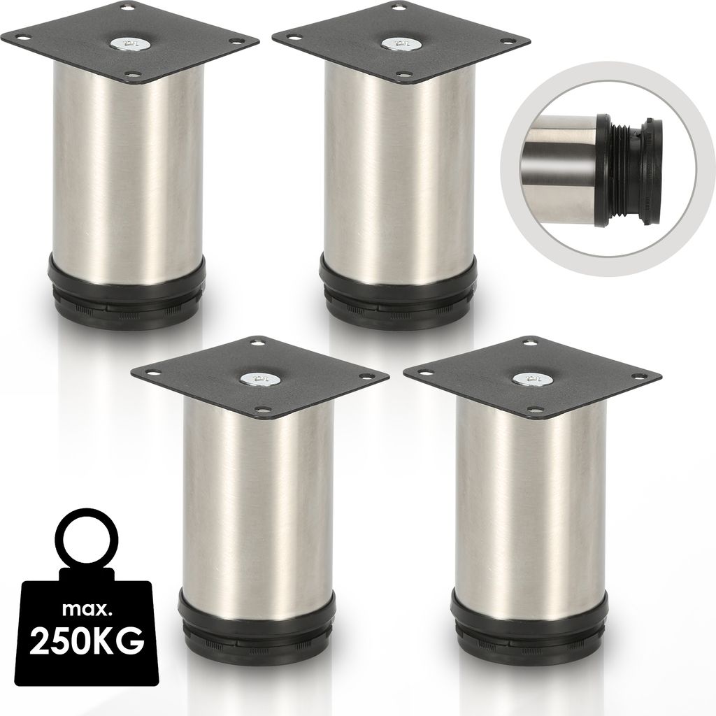 TolleTour 4er Set Möbelfüße Tischbein Set Sofafüße Möbelbeine Bettstützen Sofafüße Schrankfuß Möbelbeine Edelstahl 120mm