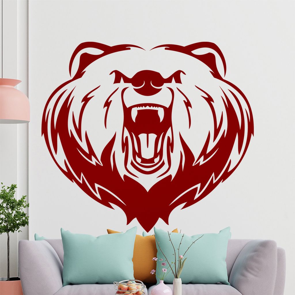 KIWISTAR Braunbär - Bär Wildniss Aggresiv Zähne Wandtattoo in 6 Größen - Wandaufkleber Wall Sticker - Dekoration, Küche, Wohnzimmer, Schlafzi...