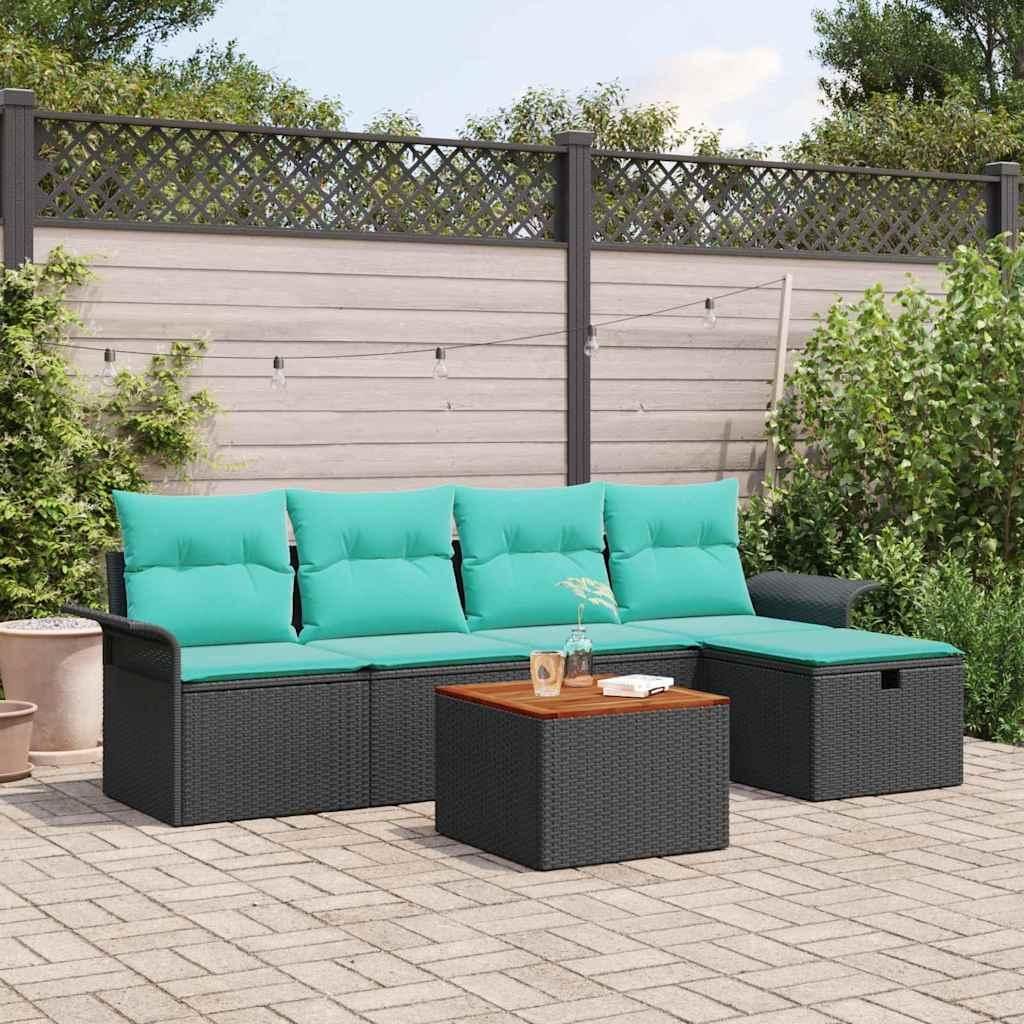 Maison Exclusive - Gartensofa-set mit Kissen 6 pcs Schwarz Poly-Rattan