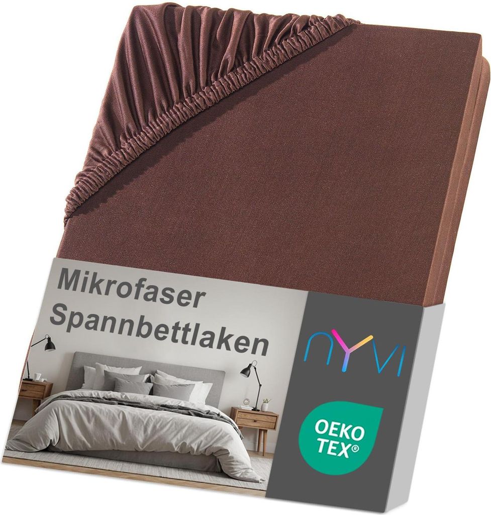 NYVI Spannbettlaken DreamScience Mikrofaser 140x200 - 160x200 cm braun für Matratzen bis 22 cm Höhe - Weich & Anschmiegsam, Rundumgummizug, Büge...