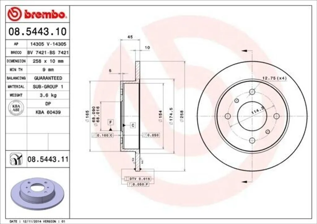 Disque de frein Brembo contre vibrations et bruits sur Nissan Primera P11