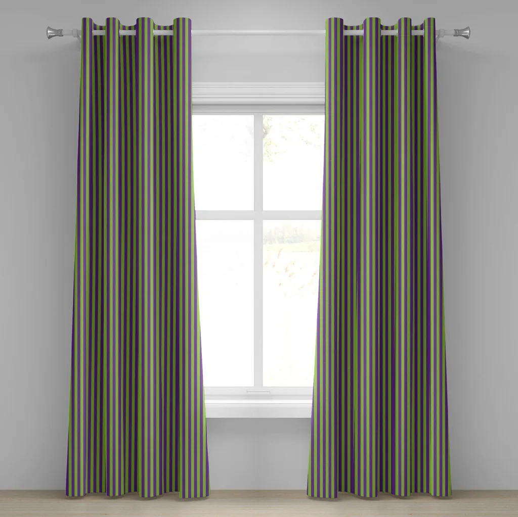 Paire de Rideaux de Chambre Style Vintage 50's Bleu Roi et Vert Tilleul