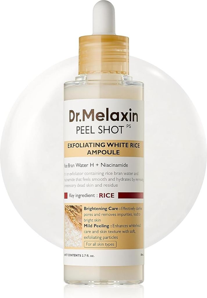 Dr.Melaxin Peel Shot Exfoliating White Rice Ampoule 80ml sanfte Peeling-Ampulle mit Reisextrakt, AHA, BHA & PHA fr glattere Haut