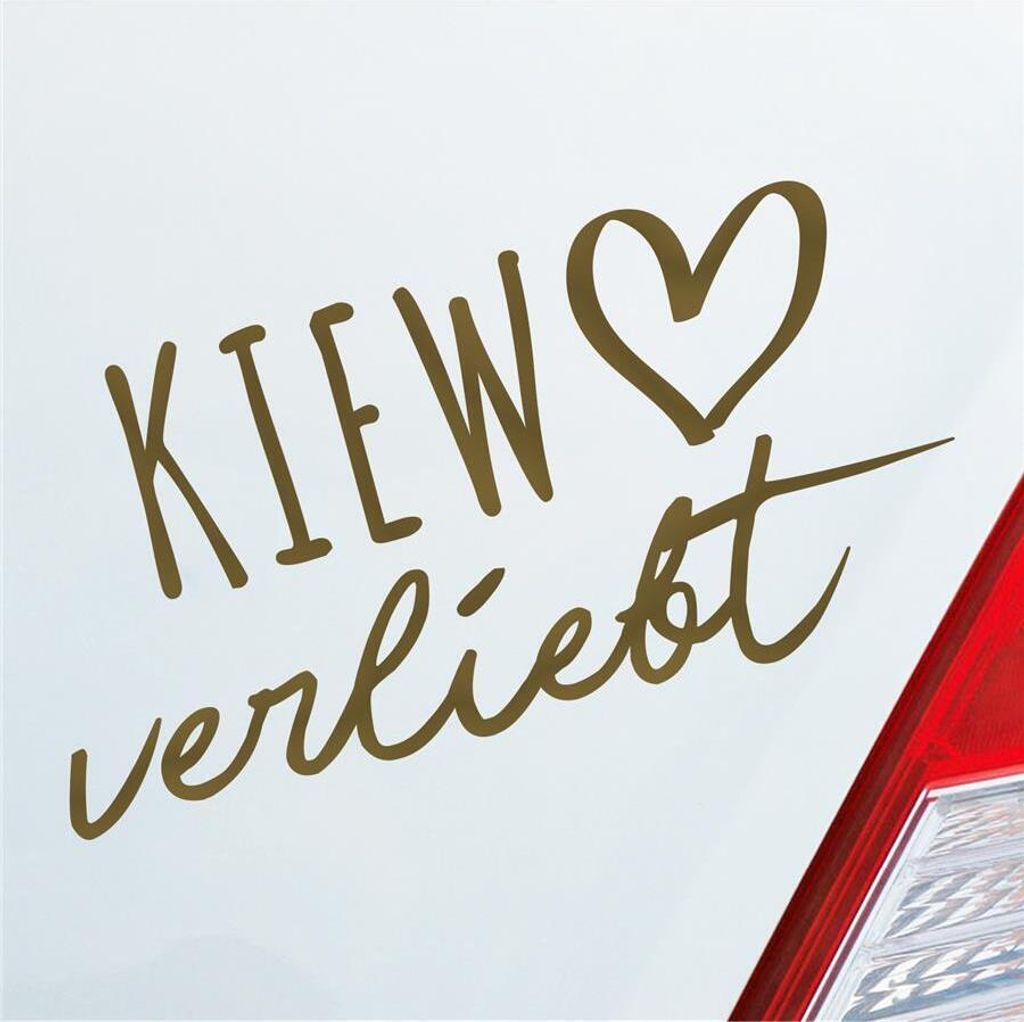 Auto Aufkleber Kiew verliebt Herz Stadt Heimat Liebe Car 19x10 cm Gold Sticker Heckscheibenaufkleber