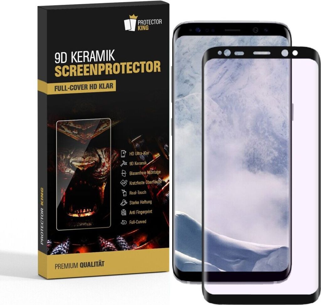2x 9D Keramik für Samsung Galaxy S8 FULL-COVER Panzerfolie Displayschutz Panzerschutz Schutzfolie Displayfolie Folie ANTI-SHOK ANTI-BRUCH-ANTI-STOß
