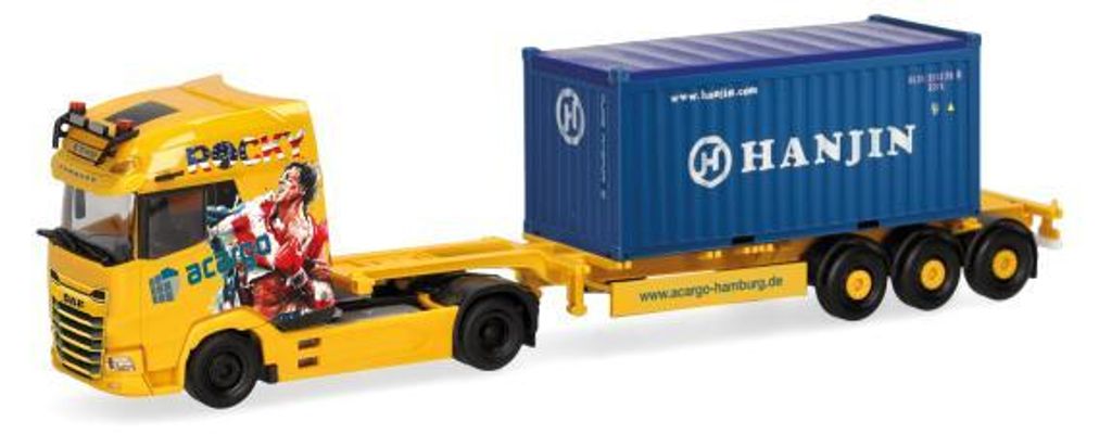Herpa 320672 - 1:87 DAF XG+ Container-Sattelzug "Acargo / 20 ft. Open Top Hanjin