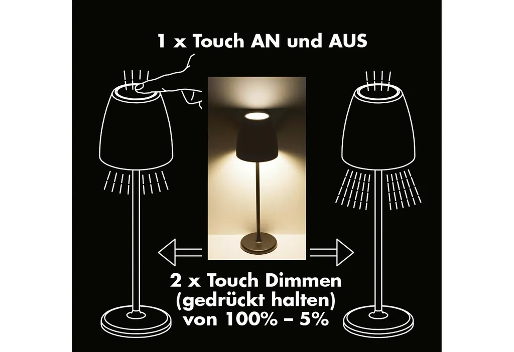 Lampe de table rechargeable 38cm MEGATRON gris argent pour intérieur