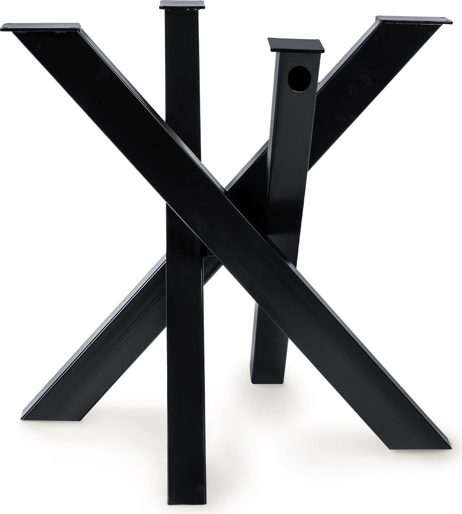 Magnetic Mobel Tischgestell für Glasplatten (Schwarz, 77x77xH71 cm) Orion Design Kreuzgestell Tischkufen Stahl Tischbeine Metall